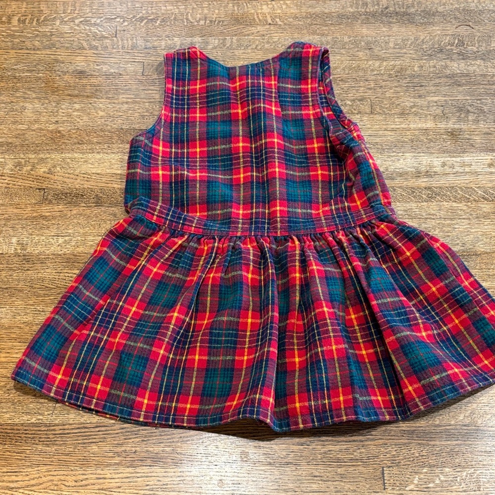 Vintage OshKosh B'gosh Flannel Red and Green Plaid Jumper Size 3T - Picture 7 of 10